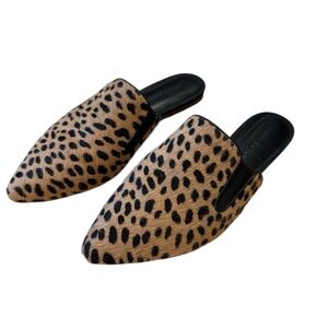 Jenni Kayne pointed toe animal print pony hair mule size 36
